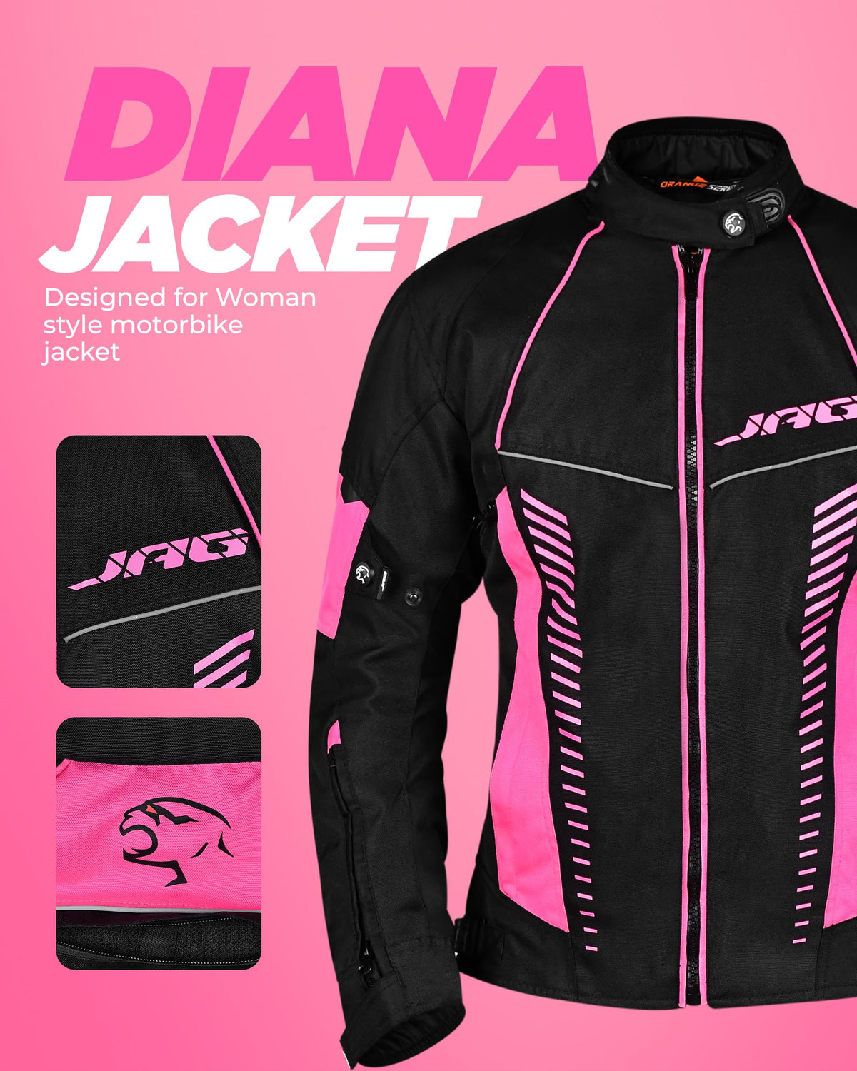 J.A.G. JAG Touring Motorcycle Jacket for Women, All Season Adventure Women's Dual Sport Jacket with CE Armor Cordura Fabric