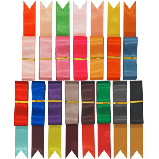 Ribbon 1 Inch, Double Faced Two Tone Satin Ribbon for Gift Wrapping, Flower Bouquet, Bow, Hair, Wedding, DIY Crafts, Christmas; Holiday Party Decorations, 15 Color Sets 2 Yards Each, 30 Yards Total