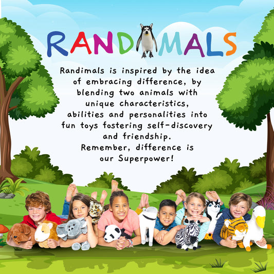 Randimals Plush Toy Stuffed Animal Mix - Giraffe & Turtle Hybrid Stuffed Animals for Girls & Boys - Huggable & Soft Animal Characters Cute Plushies - Unique Toys for Discovery & Adventure