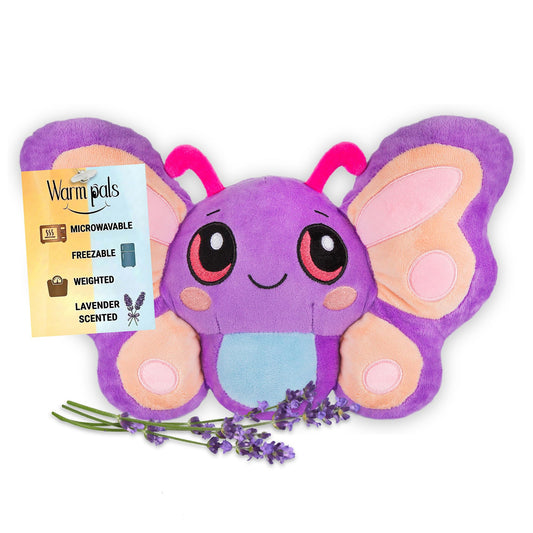 Bella Butterfly - Microwavable & Weighted Plush Stuffed Animal - Heated Plushie for Warmth - Cute, Soft, Cozy Toy for Adults & Children (Boys, Girls, & Toddlers) by Warm Pals