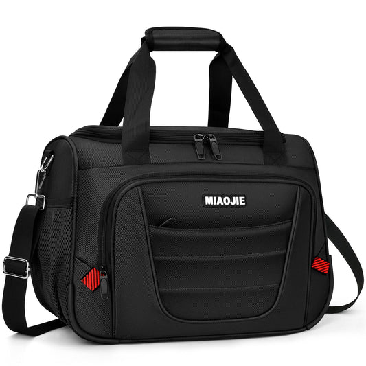 MIAOJIE Underseat Carry On luggage Bag Airplanes Personal Item Bags Weekender Overnight Travel Tote Bag Shoulder Small Softside Carry on Luggage Travel Duffel Bags For Men Women -16 IN Black