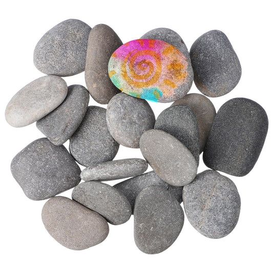 SOIMISS 20Pcs Painting Rocks Natural Flat River Stones for Crafting Smooth Surface Grey Pebbles for Mandala Art Kindness Rocks Kids DIY Projects