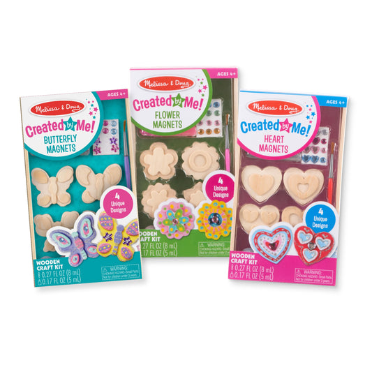 Melissa & Doug Decorate-Your-Own Wooden Magnets Craft Kit Bundle (12 Magnets) - Wood Crafts for Kids, Preschool Toys, and Learning Resources for Ages 4+