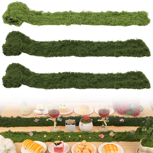 LifeisLuck Fake Moss Roll Table Runner, Artificial Moss Sheet 4’’Wx47’’L, Dark Green and Light Green Moss Mat for Table, Wedding, Christmas, Garden, Craft, Home Décor
