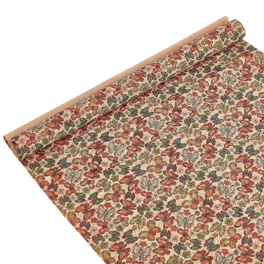 PH PandaHall Cork Fabric 55x19.7 Inch Butterfly Pattern Soft Cork Sheets Retro Style Thin Corks for Bag Making Sewing Faux Leather for Wood Craft DIY Projects Scrapbooking
