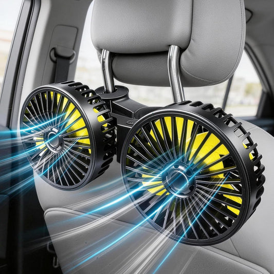 3 360 Poraxy Car Fans for Backseat Kids, Dual Head Car Fans that Blow Cold Air, Cooling USB Back Seat Speed Degree