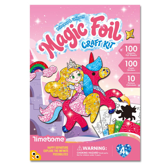Timetome Foil Craft Kit for Kids, Princess & Unicorn Foil Art Set for Ages 4–8, No Mess Creative Arts and Crafts, Easy Peel Stick Foil Pictures, Gift for Girls 5-10