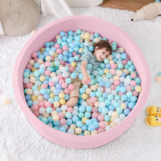 SHJADE 47.2"x 13.8" Foam Ball Pit, Large Ball Pits for Toddlers, Soft Round Playpen Ball Pool for Kids, Ideal Gift for Child Indoor and Outdoor Game, Pink(Balls not Included)