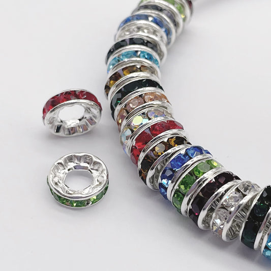 200 PCS Silver Plated Mix Color Beads for Jewelry Making - 10MM, Large Hole (4.5MM), Fit European Bracelets & Snake Chain