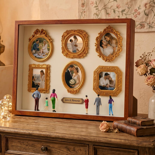 14.6" x 11.6" Spacious Silhouette Shadow Box Frame, DIY Mini Museum Kit with Larger Inner Frame & Figurines Build Your Own Museum of Us, Gift for Birthday Anniversary & Valentine's Day, Silhouette Box