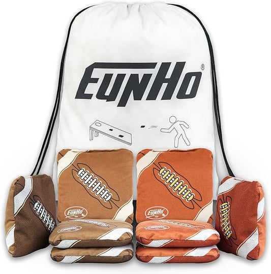 EunHo Dual Sided Cornhole Bags Regulation Set of 8 Professional Cornhole Bean Bags Slick and Stick for Tossing Game-All Weather