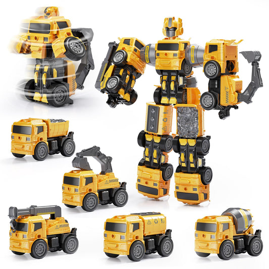 BLUEYAK 3 Year Old Boy Birthday Gift - STEM Toys for Ages 3-8, Construction Transforming Toys，5 in 1 Building Take Apart Trucks Transform to Robot, Boys Toys Stocking Stuffers for Kids Christmas 3-8