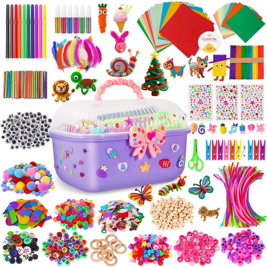 VERYHDSN Arts and Crafts Supplies for Kids-3000+ Pcs DIY Arts & Craft Kit for Boys Girls Ages 4 5 6 7 8 9 10 11 12, 25+Types Craft Materials Bulk, Larage Craft Box Set, Fun&Creative Gift