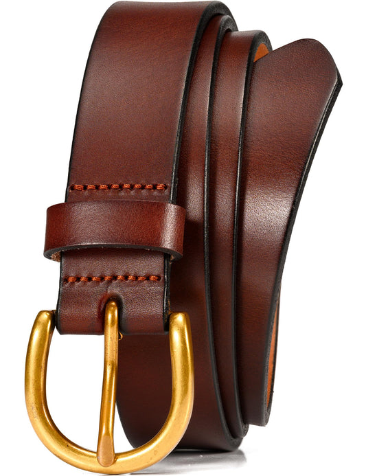 WOLFANT Womens Casual leather Jean Belt,1.1" Ladies Belt with Gold Buckle,100% Italian Full Grain Real Solid Leather