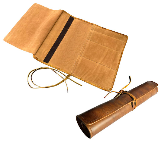 RUSTIC TOWN Leather Knife Roll - Chef's Knife Case Holder Cutlery Carrying Case Organizer Storage Bag - Travel Friendly Gift for Men & Women