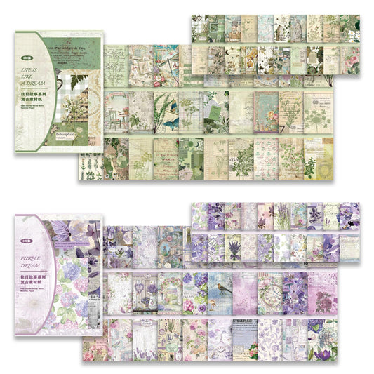 SIBLYMONA 200Pcs Vintage Decoupage Paper, Antique Looking Floral Rice Paper for Crafts, Scrapbooking Junk Journal Supplies for Furniture (SetB)