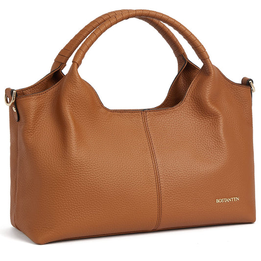 BOSTANTEN Genuine Leather Purses for Women Designer Handbags Crossbody Shoulder Bags Top Handle Satchel Brown