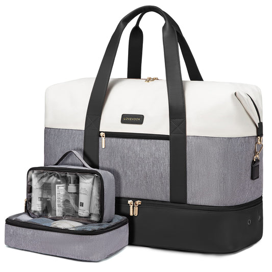 LOVEVOOK Weekender Bag, Large Travel Duffel Bag for Women with 6 Packing Cubes, Carry on Overnight Bag with Shoe Compartment, Mom Hospital Bags for Labor and Delivery