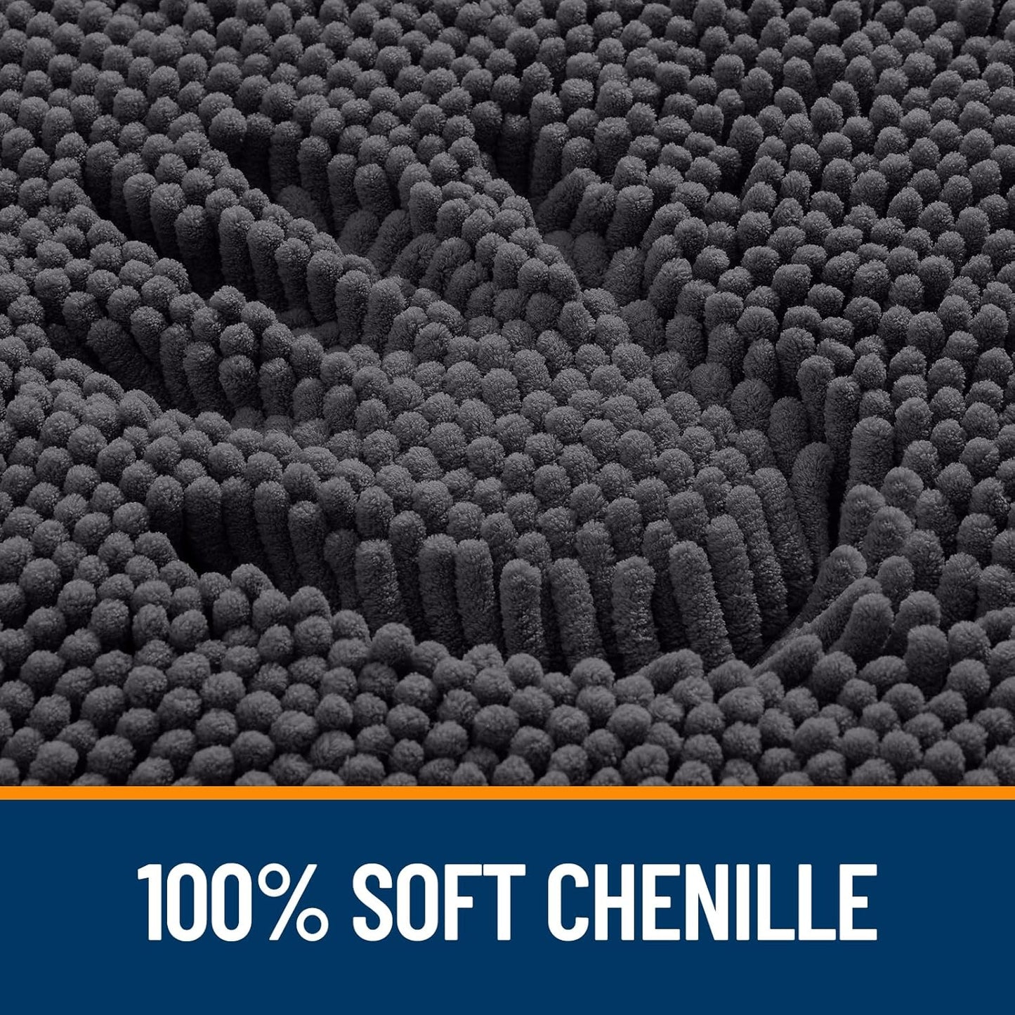 OLANLY Large Bathroom Rugs - Extra Soft Chenille Bath Mats | Quick Dry & Machine Washable - Dark Grey 50x30