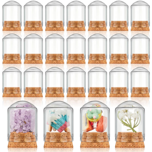 Barydat 50 Pcs Mini Cloche Glass Dome with Cork, Cloche Bell Jar Mini Glass Bottles with Base, Decorative Jars Display Case for Specimen Flower Storage Crafts Arts Party Favor Decor (15 ml)