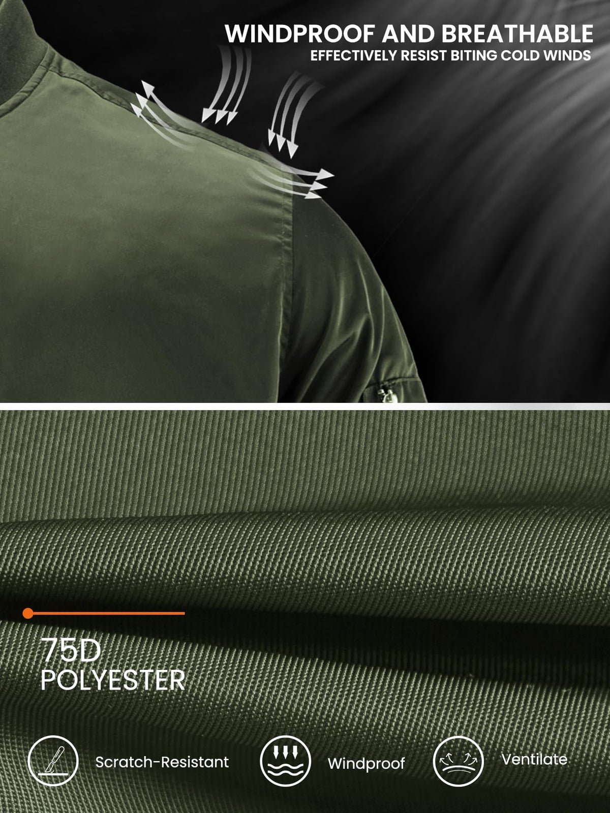 Flyplus Men's Bomber Jacket Lightweight Water Resistant