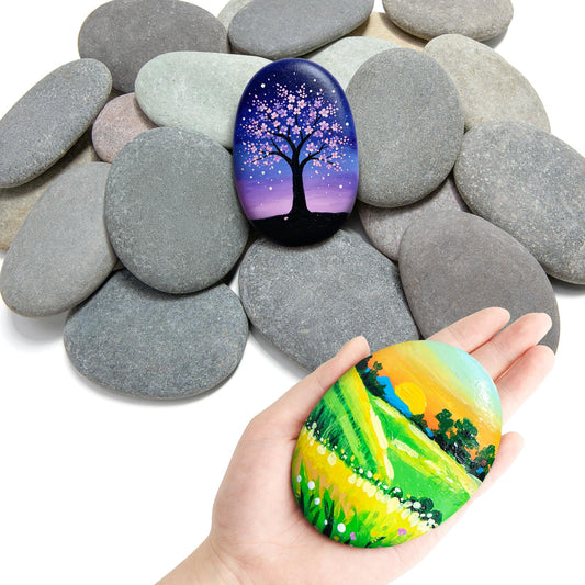 Simetufy 30Pcs Large Rocks for Painting 3.3-4.5Inch Natural River Stones for DIY, Art & Crafts, Smooth Paintable Flat Rocks Bulk for Adults, Children, Home Decor