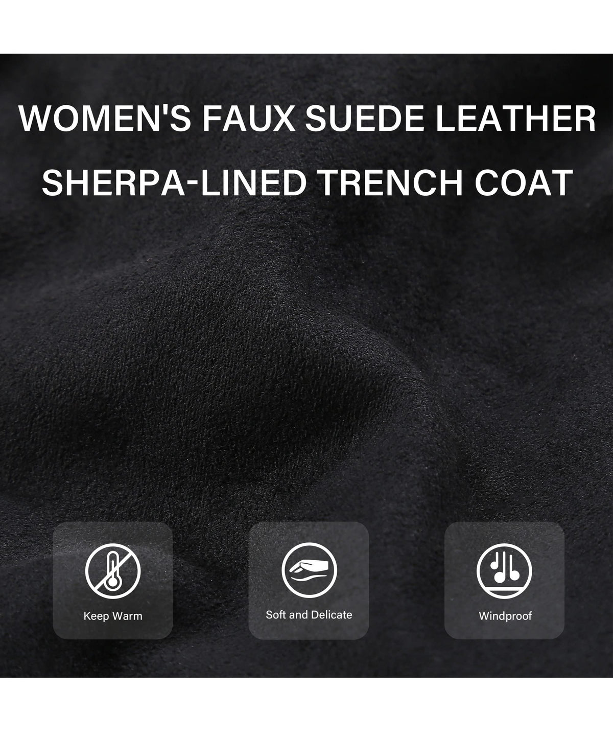 Bellivera Women's Faux Suede Leather Jackets Outwear Fleece Lined Coat Leather FF20 Black L