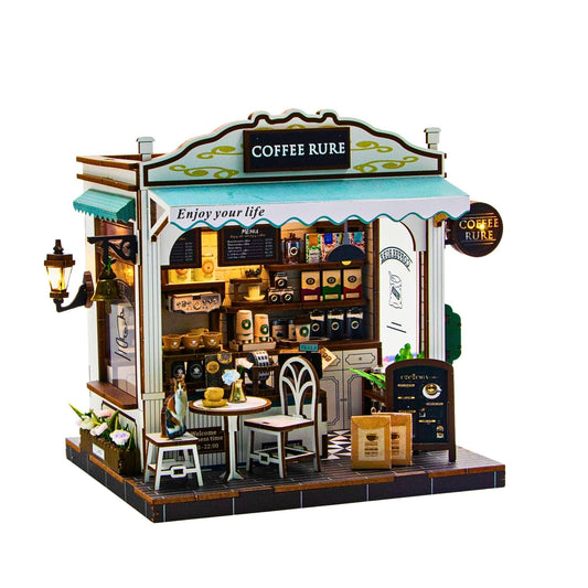 Soothee DIY Miniature House Kit, DIY Book Nook with LED Light | 3D Puzzles for Adults and Teens, Tiny House Building Kits for Bookshelf Decor, Relaxing Gift for Craft Lovers | Cafe Rure