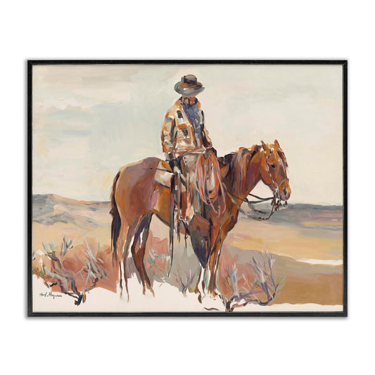 Stupell Industries Cowboy Fields and Farm Western Painting, Design by Marilyn Hageman Wall Art, 16 x 20, Black Framed