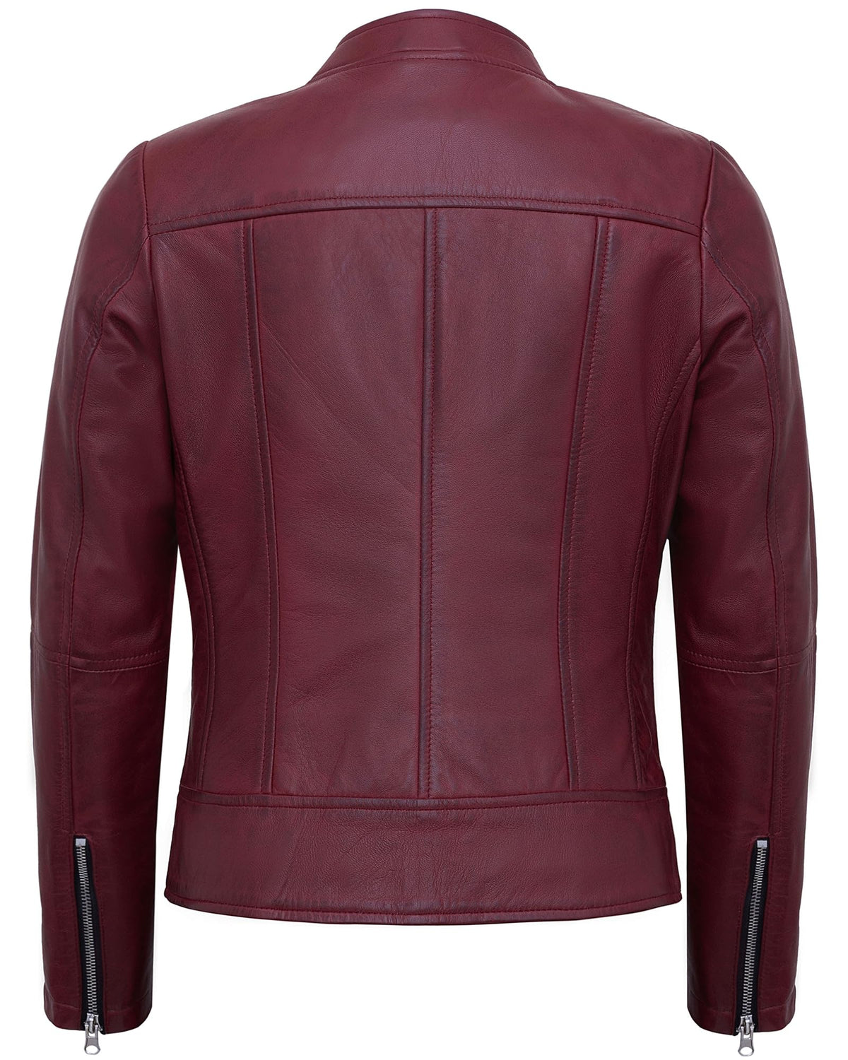UrbanFocal Genuine Leather Jacket Women - Leather Biker Jacket Women | [101003006] Maroon Amy, 2XL