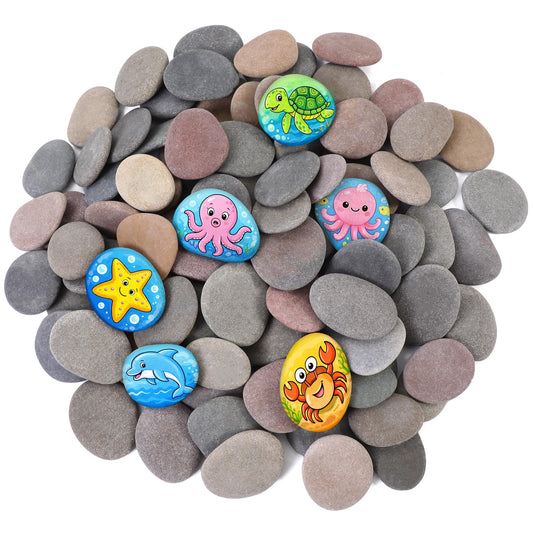 Rokraft 48 PCS Large 2.15-3.35" Smooth Natural River Rocks for Painting, Flat Painting Rocks & Craft Stones for Kindness Rocks, School Art Projects & DIY Crafts