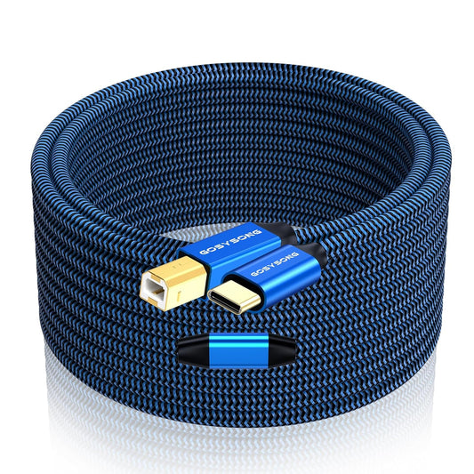 30ft, USB C Printer Cable Type C to B High Speed Compatible with Printer, Scanner, Fax, Midi Keyboard, Audio Recording
