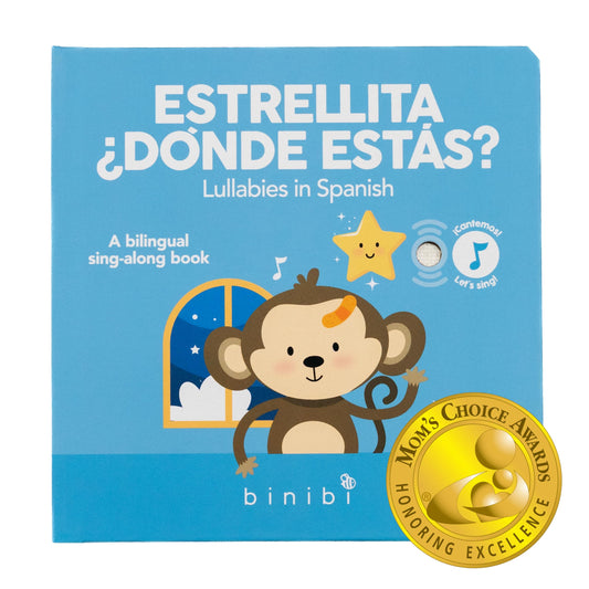 Binibi Estrellita ¿Dónde Estás? – Bilingual Musical Sound Book for Toddlers 1–3, Spanish Lullabies & Nursery Rhymes, Interactive Board Book. Libro en Español para Niños.