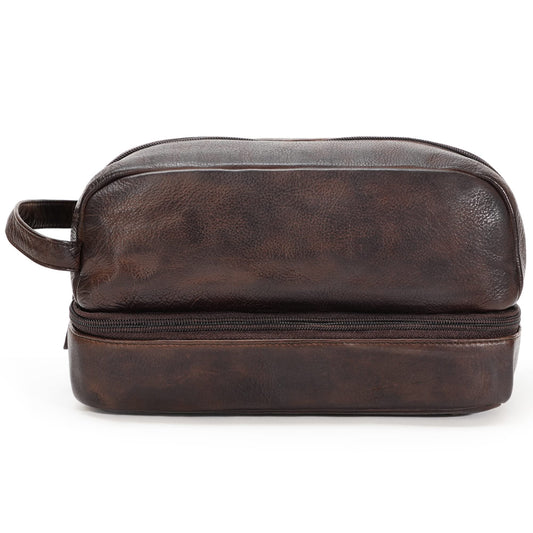 LushLuxeoria Premium Handmade Leather Toiletry Bags for Men and Women, Genuine Leather Dopp Kit and Shaving Bag for Men, Travel Cosmetic Bag for Women's and Men's, Retro - Cognac