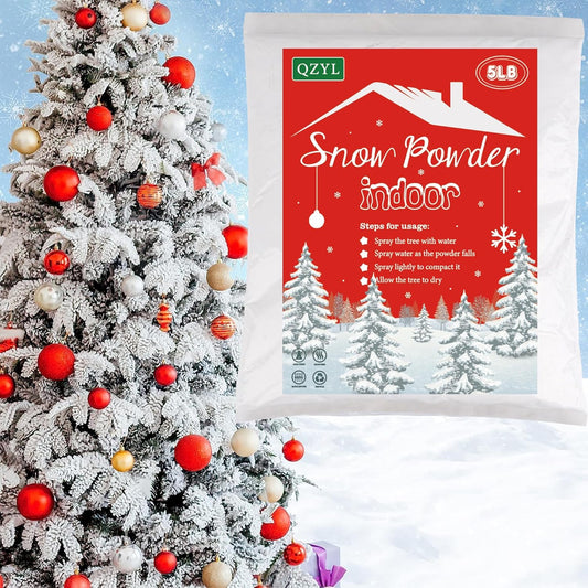 QZYL Christmas Tree Flocking Powder - 5LBS Self-Adhesive Snow for Holiday Decor | White Snow Flock