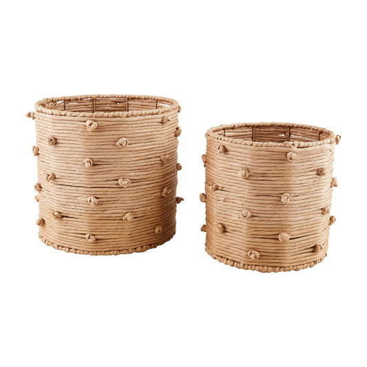 Mud Pie Knot Paper Rope Basket; Small 11" X 11" Dia | Large 13" X 13 1/2" Dia