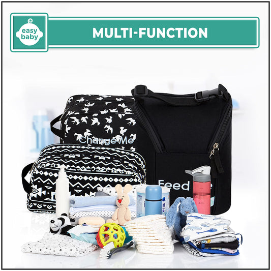 Easy Baby - Diaper, Bottle, and Supplies - Organizer Pouches and Changing Pad - Change, Feed, Dress, and Clean Me (8 Pack Brooklyn) | Organizing Packing Tote Cubes for Baby Items