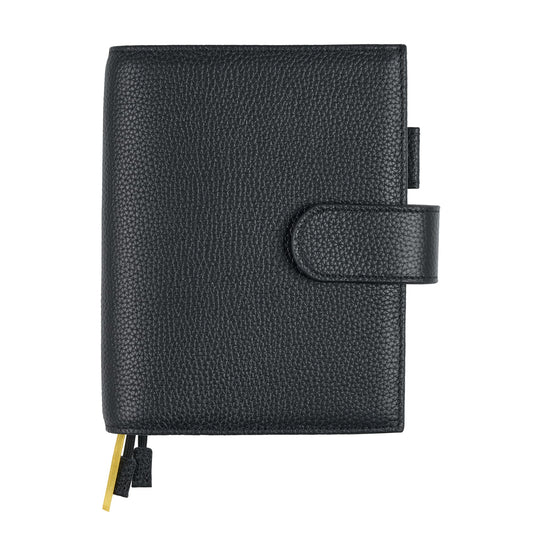 Ox Knight Genuine Leather Cover for A6 Notebooks, Fits Hobonichi Techo Original,Midori MD Planners, Leuchtturm1917 and Stalogy with Pen Loop, Card Slots, Side Pockets, Back Pocket and Bookmarks (Black)