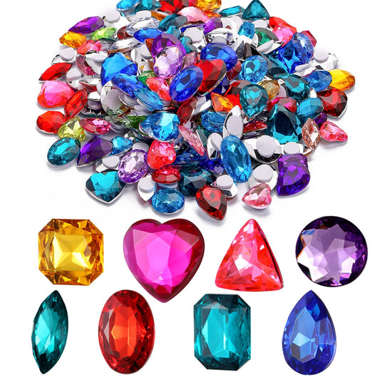 RICHNESS 110pcs Self Adhesive Craft Jewels Jumbo Bling Crystal Gem Stickers Assorted Shapes Colors Rhinestone Stickers for Arts & Crafts Projects