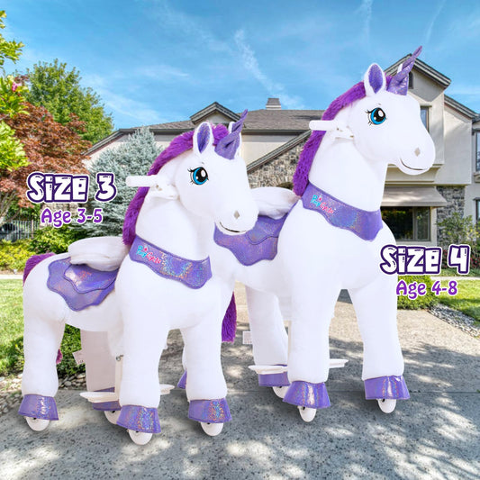 PonyCycle Ride on Unicorn Riding Unicorn Toys with Brake No Battery Required Interactive Toy Unicorn Gifts for Girls (30" Height/Size 3 for Age 3-4) Riding Horse Stuffed Animal E313