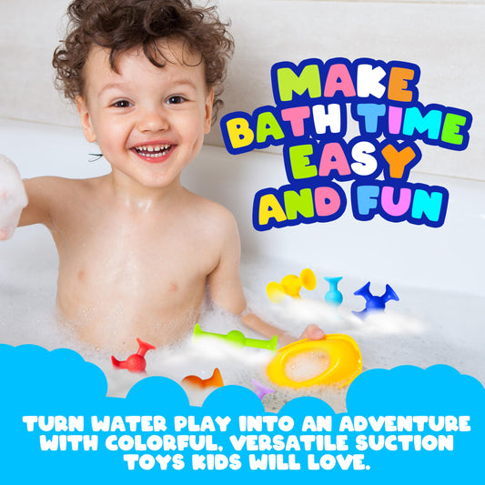 Silly Suckers Suction Toy Set - Educational Baby Bath Toys - Sensory Montessori Building Game - Toddler Bath Toys - Interactive, Creative Suction Construction Toys for Kids 100% BPA-Free & Latex-Free