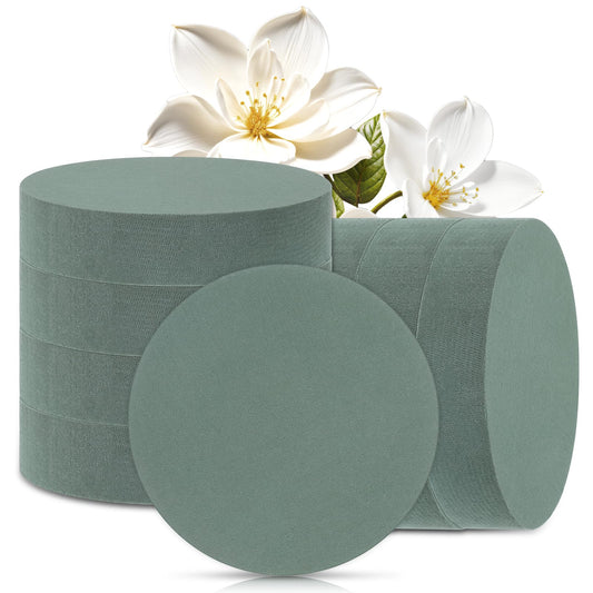 Ptwola 12 Packs Round Floral Foam Blocks, 6'' Dry Wet Flowers Plant Foam Florist Supplies for Fresh Artificial Arrangement DIY Arts Crafts Wedding Aisle Birthdays Home Office Garden Party Decorations