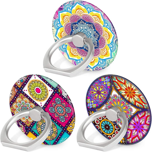 Bonoma 3 Pack 360 Cell Phone Ring Holder Stand, Colorful Mandala Rotation Universal Smartphone Ring Grip Stand