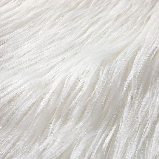 Tatuo 24 x 60 Inch White Faux Fur Fabric Halloween Fluffy Fuzzy Craft Fake Fur Cuts Shaggy Synthetic Plush Patch Sewing DIY Winter Christmas Costume Gnome Beard Miniature Dolls Rugs Mat Gift