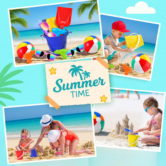 GIFTINBOX Pool Beach Summer Party Favors For Kids Ages 4-8- 122PCS Summer Beach Toys Include Beach Balls , Kids Sunglasses, Sand Buckets,Straws, For Pool Party Supplies,sand Toys