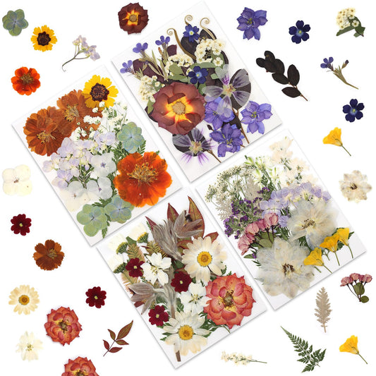 LUXEEASE 80P Vintage Pastel Dried Flowers for Crafts, Real Natural Pressed Flowers in Retro Soft Tones for Resin Art, DIY Crafts, Jewelry, Candle Decor & Scrapbooking – Tweezers Included