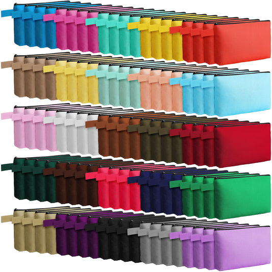 Reginary 100 Pcs Multicolor Canvas Makeup Bag Bulk Portable Travel Cosmetic Pouch Versatile Blank Toiletry Bag with Zipper for Women DIY Craft Purse Pencil Case (7.5 x 5 x 2 Inch)