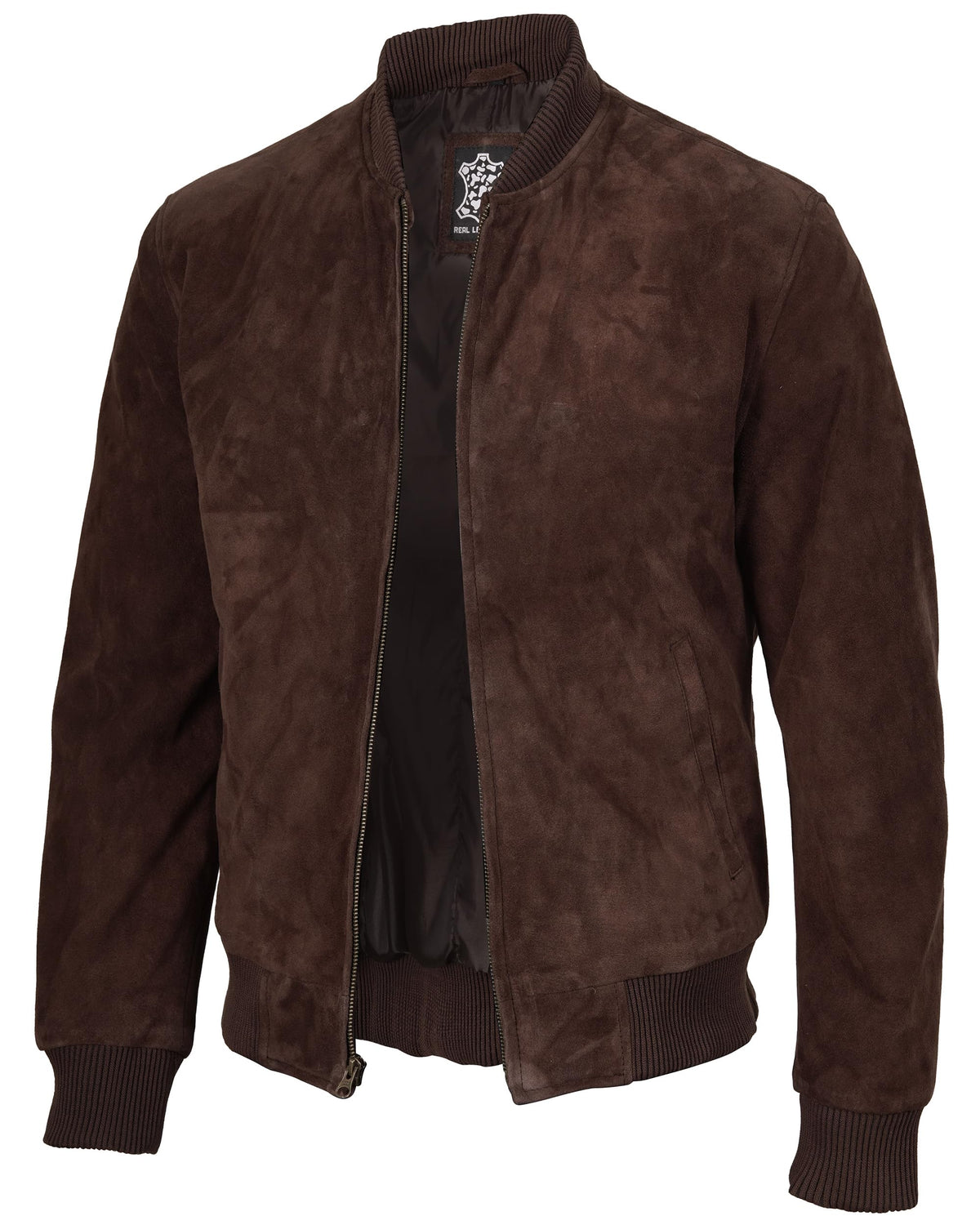 fjackets Real Suede Leather Bomber Jackets For Men - Baseball Leather Jacket- Brown Leather Jackets For Men | [1108784] Adamsville L