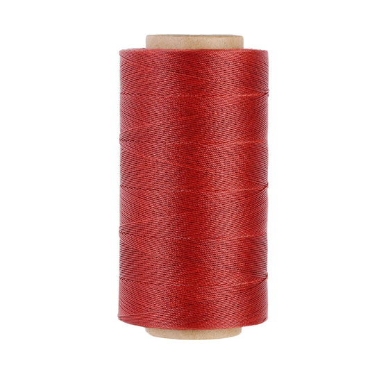 Thin Wax Polyester Thread, 0.45mm, 547 Yards, 3 Ply Round Waxed Cord Strings for Sewing, Beading, Binding, Micro Braiding, Fine Leather Craft and Micro Macrame Jewelry - Rust Red
