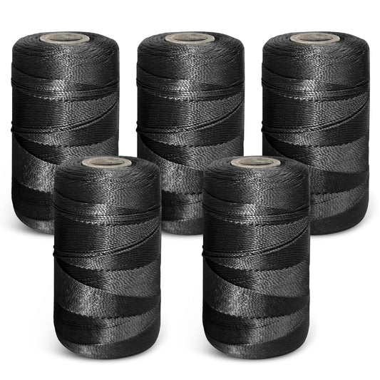 NEWSEED 5 Rolls Mason Line, 1300FT Per Roll #18 Nylon String Line, Nylon Twine for Gardening, Masonry Tools, Construction Layout, Crafting DIY Project, Fluorescent Black